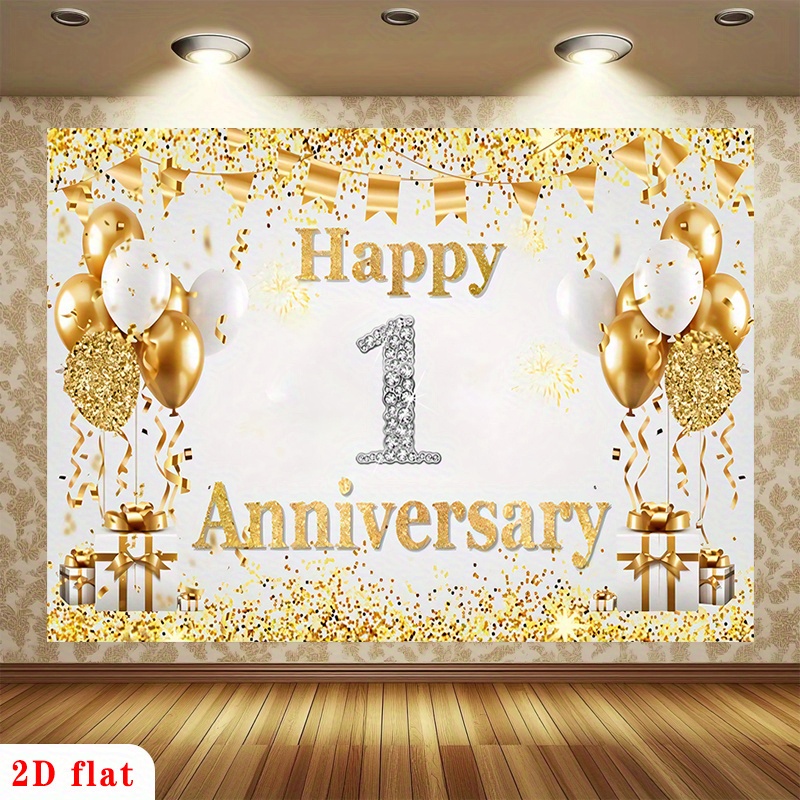 2D Flat Gold White Happy 1st A - đánh giá và giá Party Banner Gold