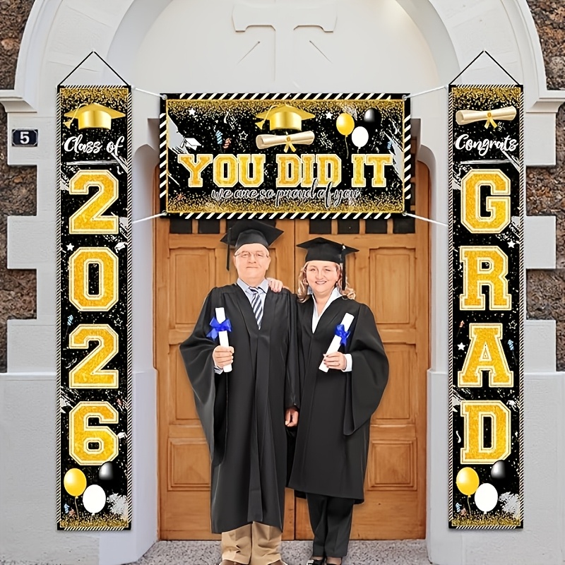 2D 3Pcs 2026 Graduation Banner - đánh giá và giá Party Banner Gold