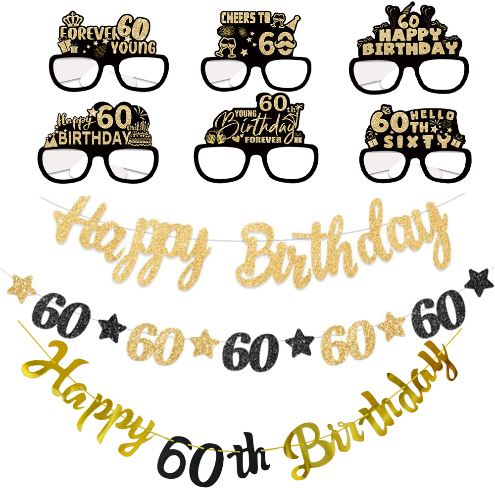 Black and Gold 60th Birthday P - đánh giá và giá Party Banner Gold