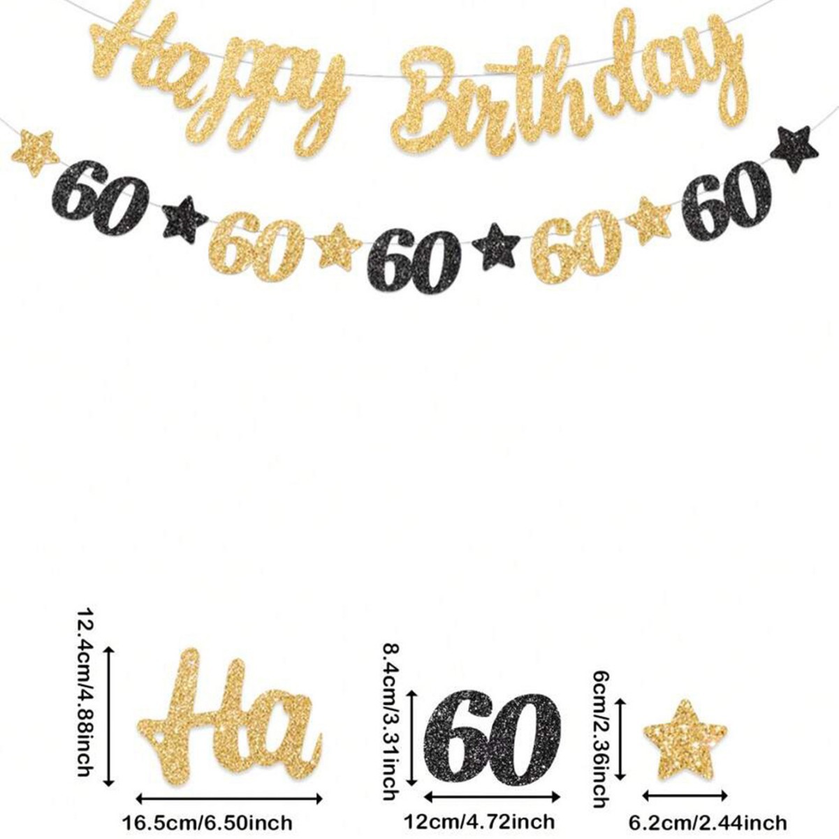 Black and Gold 60th Birthday P - đánh giá và giá Party Banner Gold