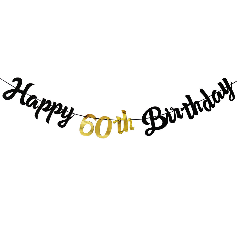 Black and Gold 60th Birthday P - đánh giá và giá Party Banner Gold