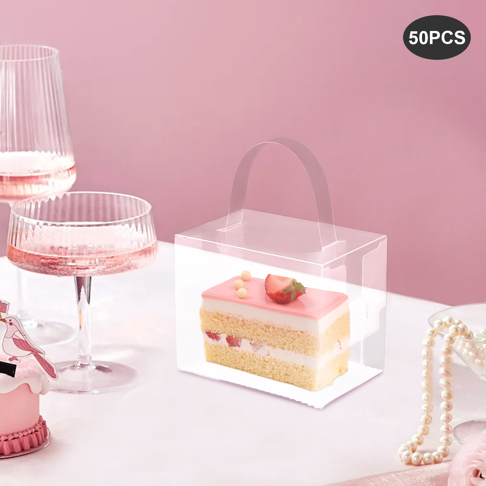 50 Pcs Clear Cake Boxes Set, P - đánh giá và giá Event Party Box
