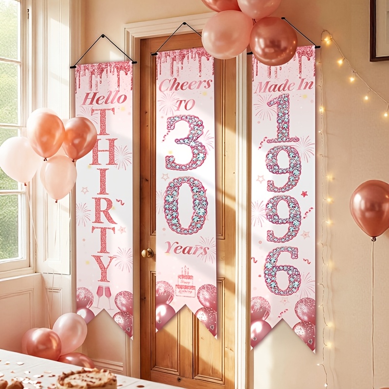 2D Flat 3Pcs Pink Gold 30th Bi - đánh giá và giá Party Banner Gold
