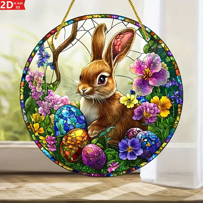 2Pcs Easter Rabbit Stained Acr - đánh giá và giá Flower Wall Panel