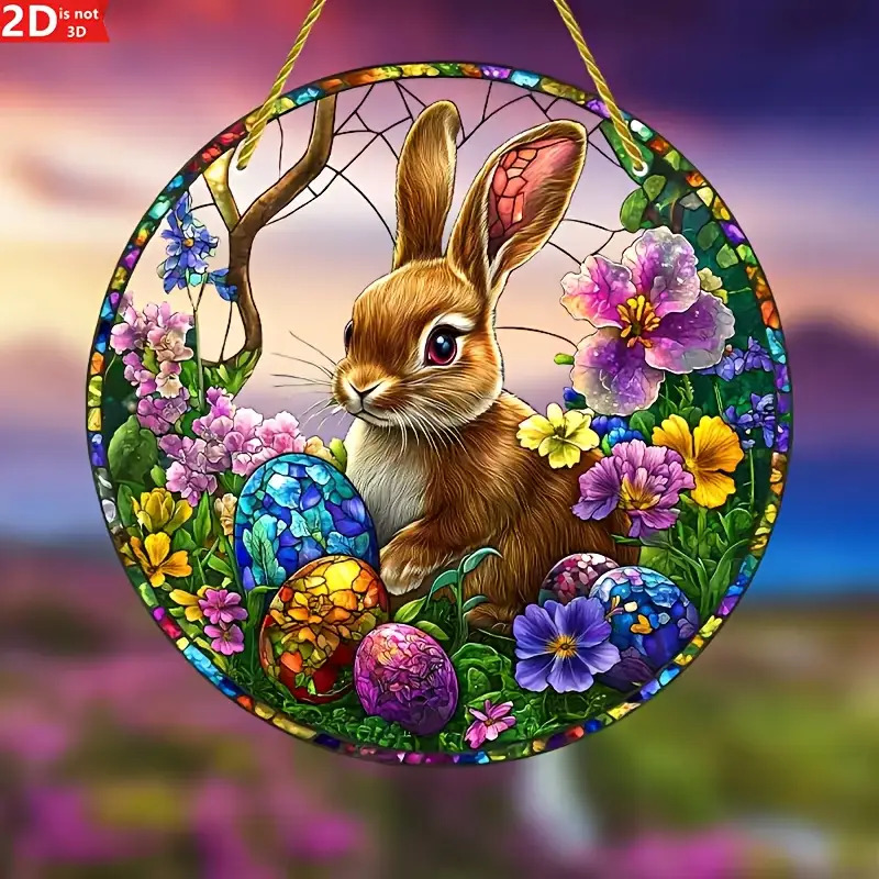 2Pcs Easter Rabbit Stained Acr - đánh giá và giá Flower Wall Panel