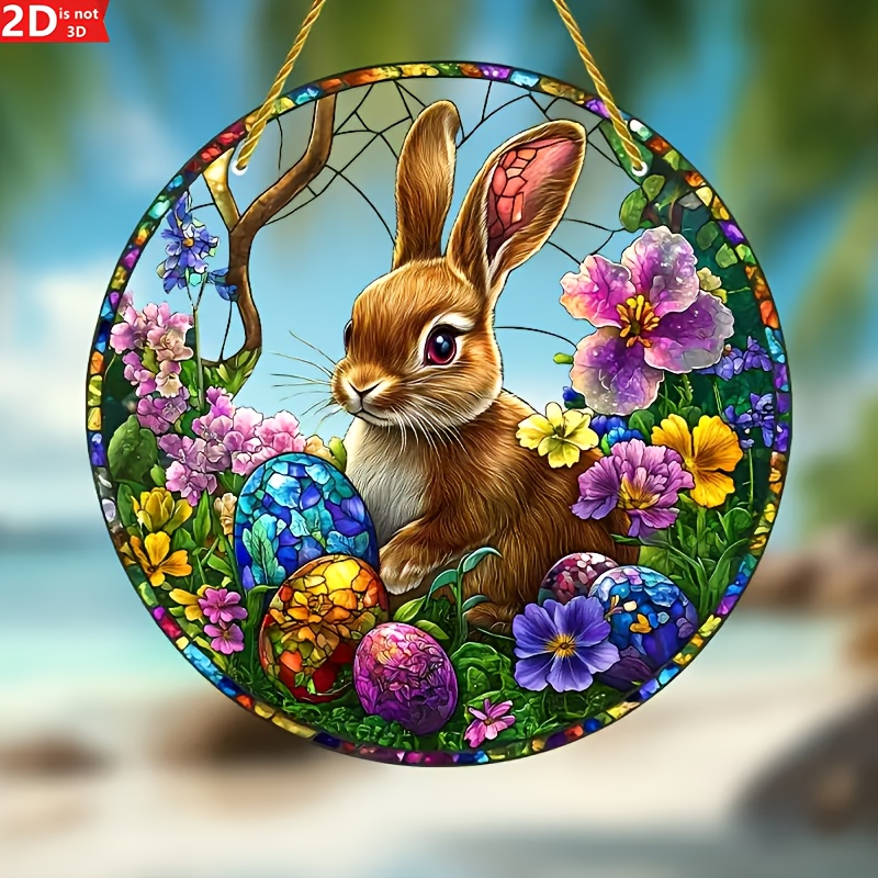 2Pcs Easter Rabbit Stained Acr - đánh giá và giá Flower Wall Panel